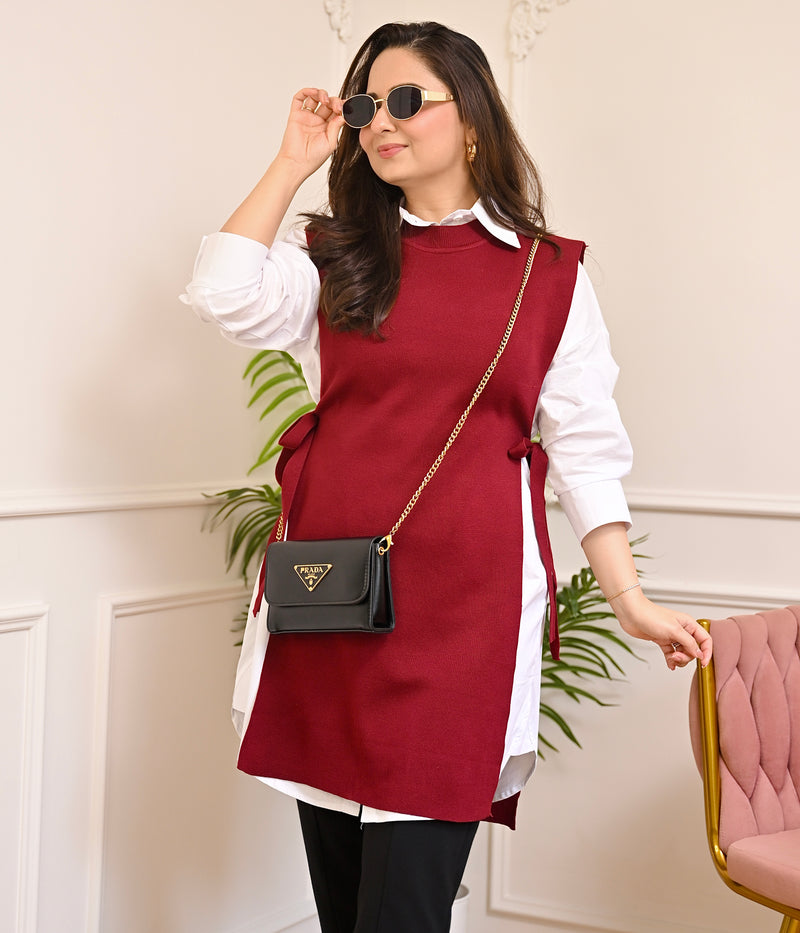 Ruby Side-Knot Layered Sweater Shirt