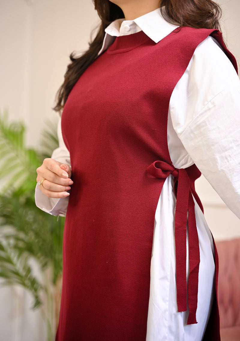 Ruby Side-Knot Layered Sweater Shirt