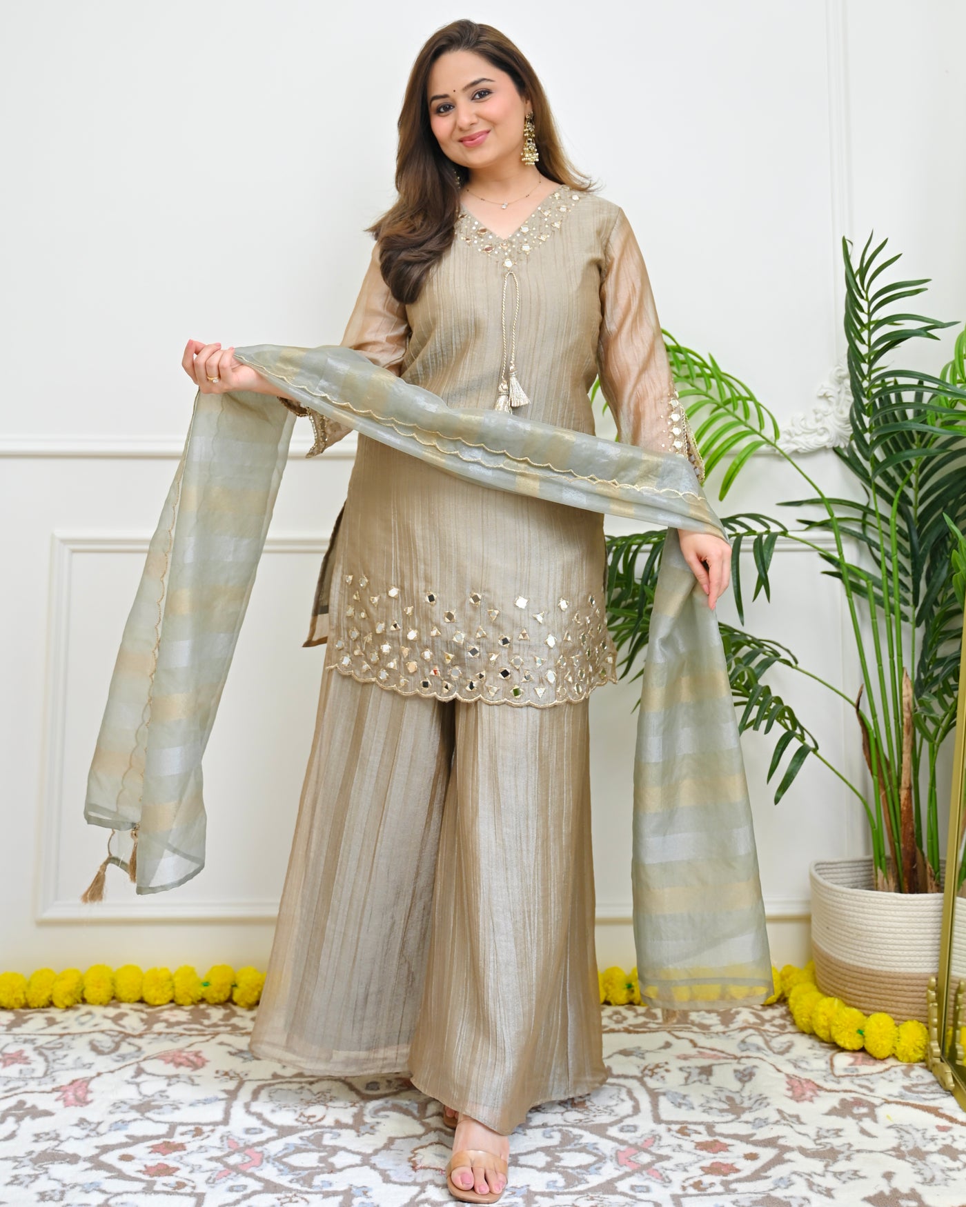 Grey Sitara Crush Shimmer Festive Suit