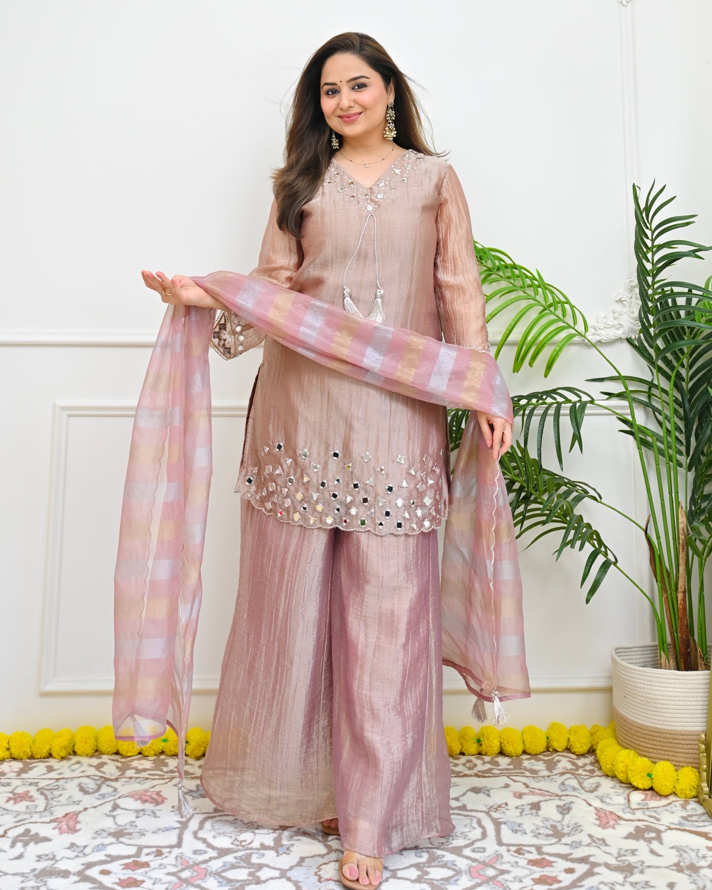 Mauve Sitara Crush Shimmer Festive Suit
