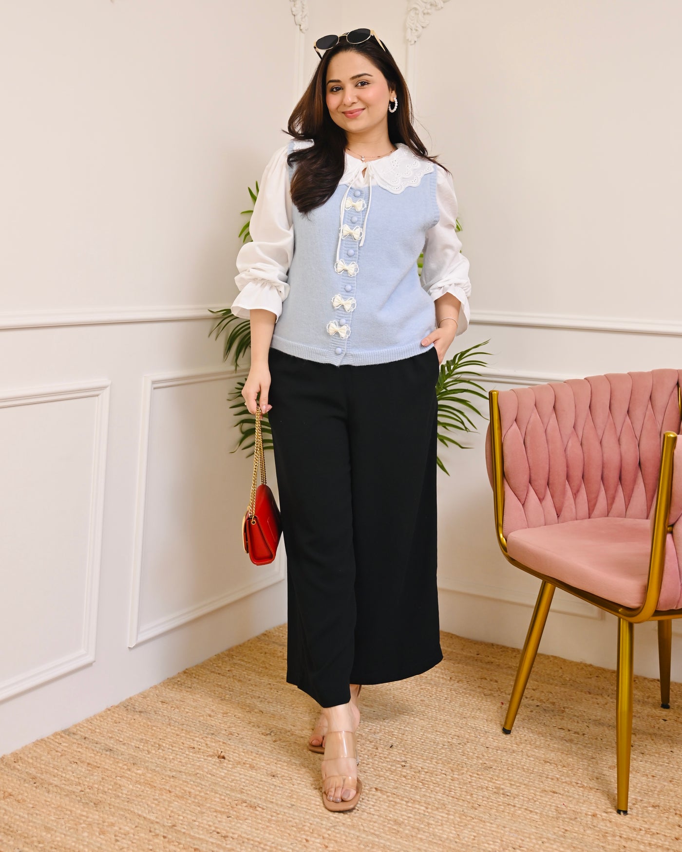 Bluebell Bow Knitted Sweater Shirt