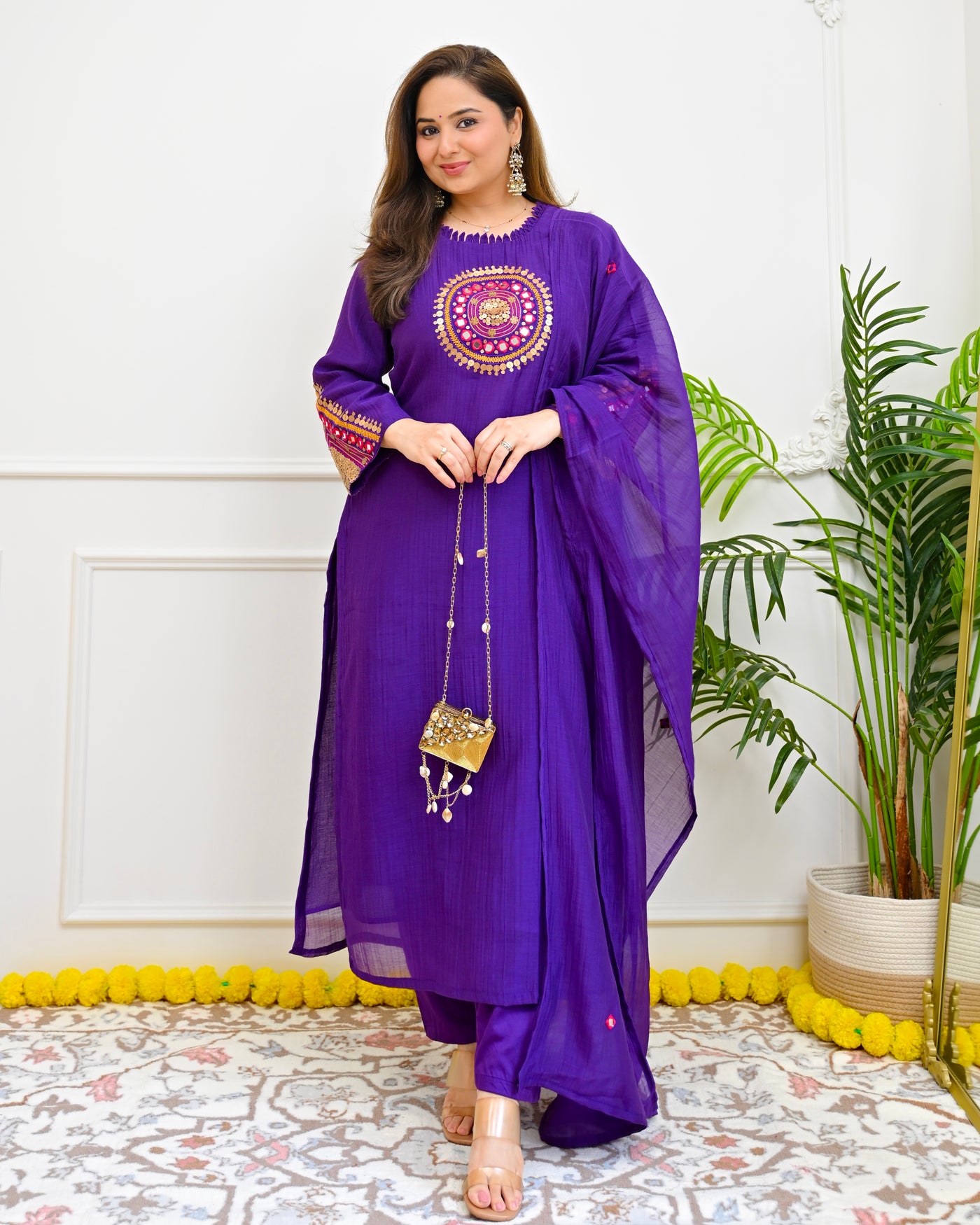 Shahi Jamuni Mandala Aaina Mul Chanderi Suit