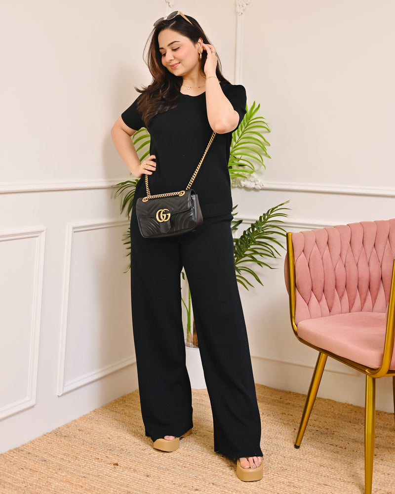 Classic Black Knitted Airport Co-ord