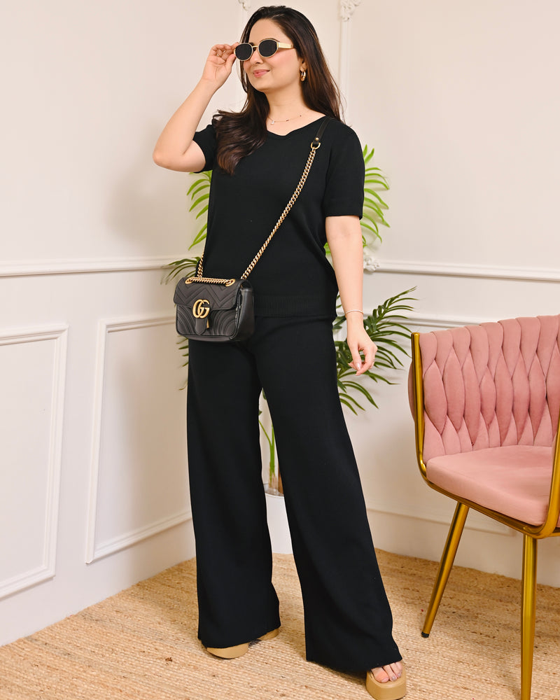 Classic Black Knitted Airport Co-ord