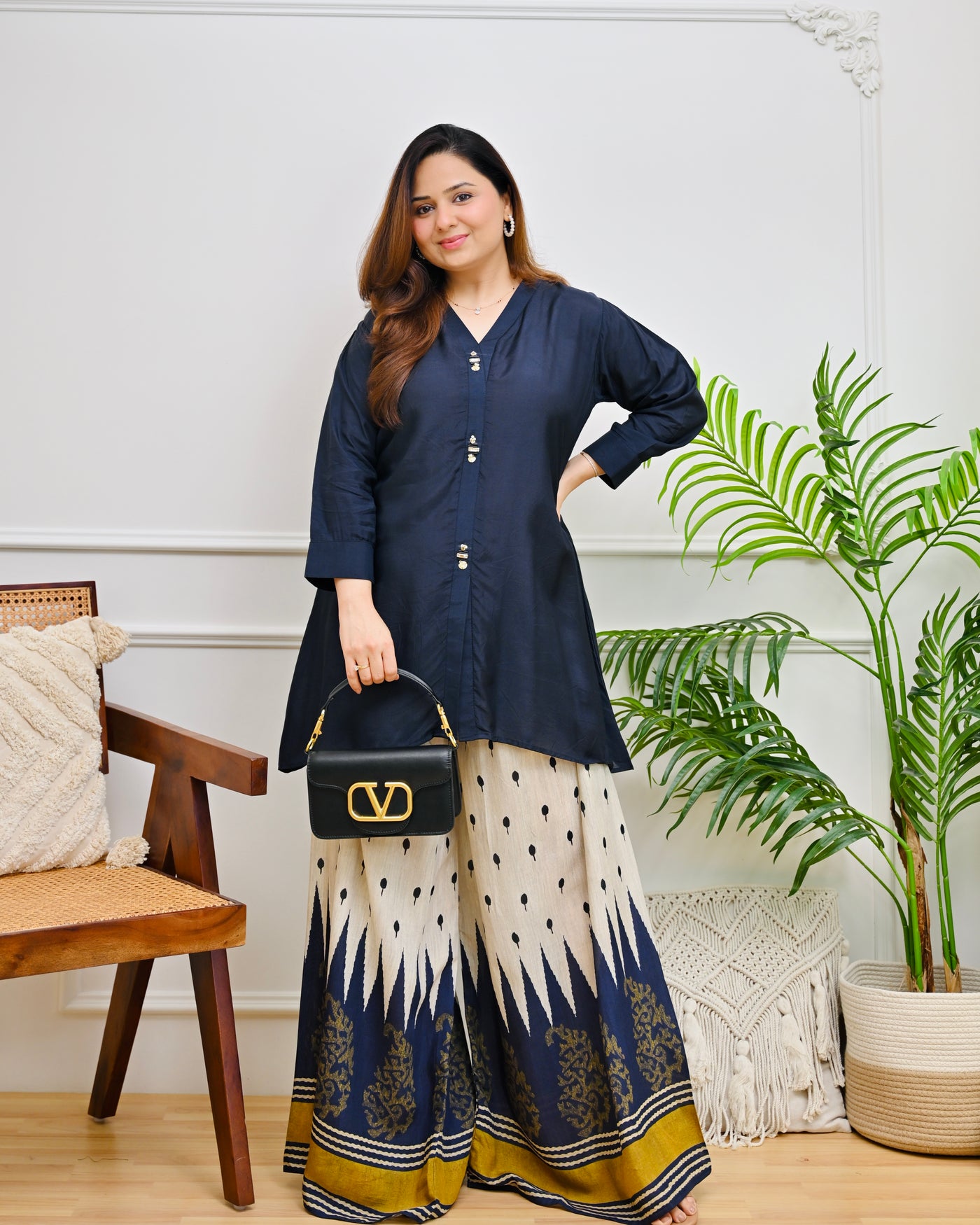 Modern Ikat Muse Muslin Palazzo Set