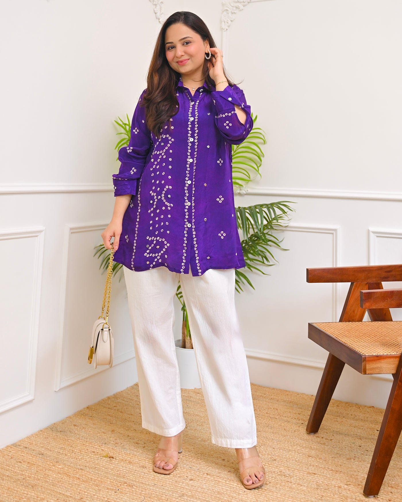 Jamuni Muse Bandhej Muslin Silk Shirt