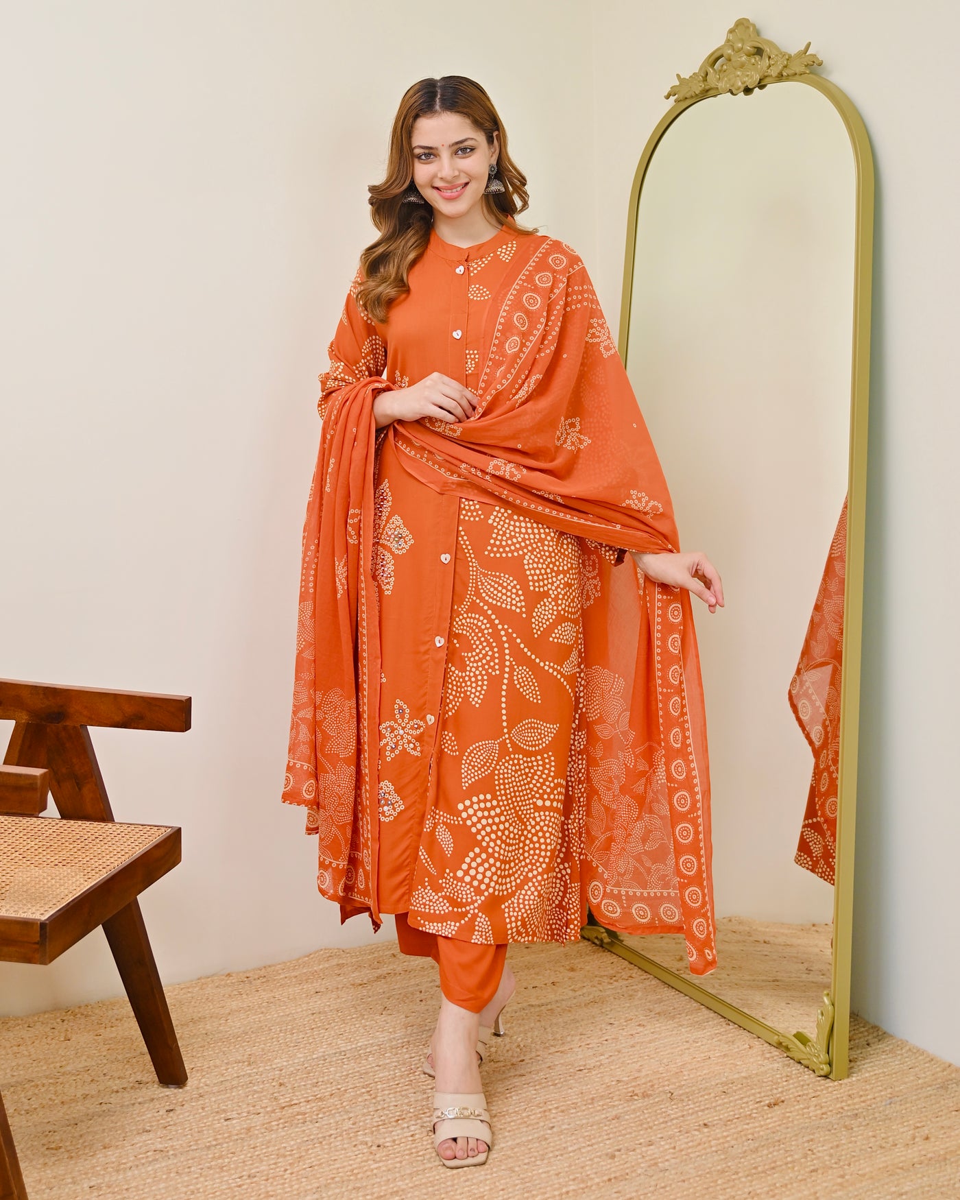 Saffron Noor Cotton A Line Suit