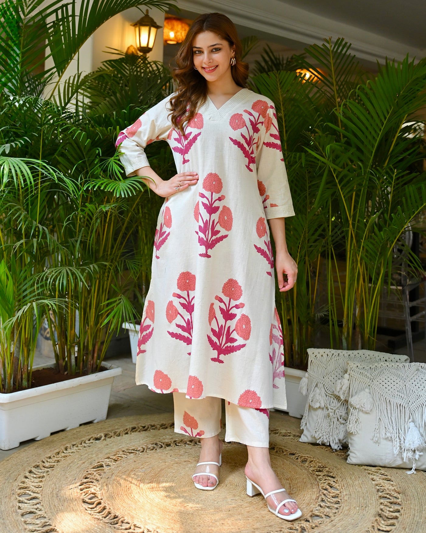 Ivory Blush Botanica Cotton Kurta Set
