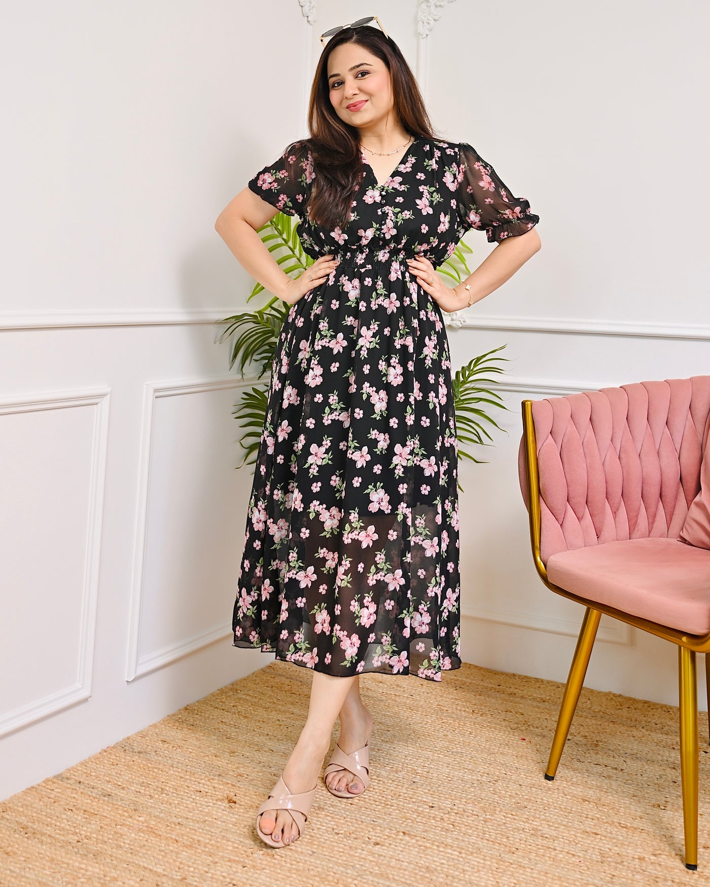 Moonlit Garden Chiffon A Line Dress
