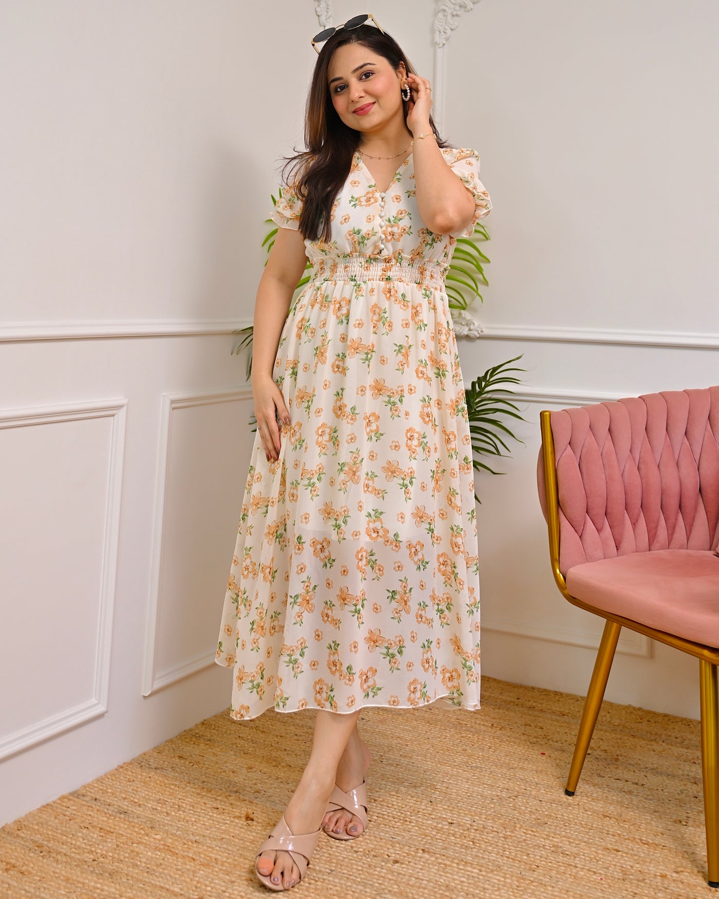 Buttercup Blossom Chiffon A Line Dress
