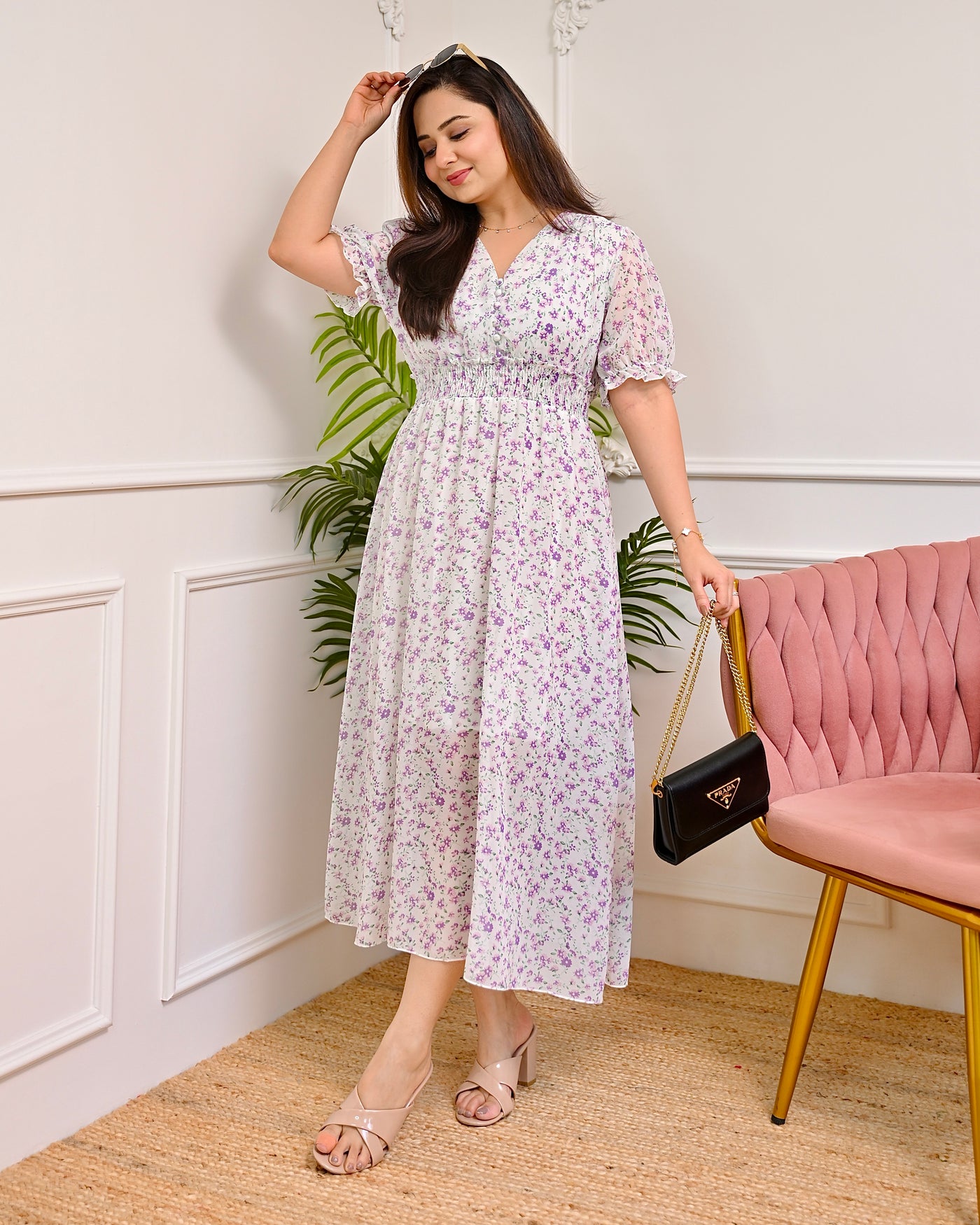 Lavender Daydream Chiffon A Line Dress