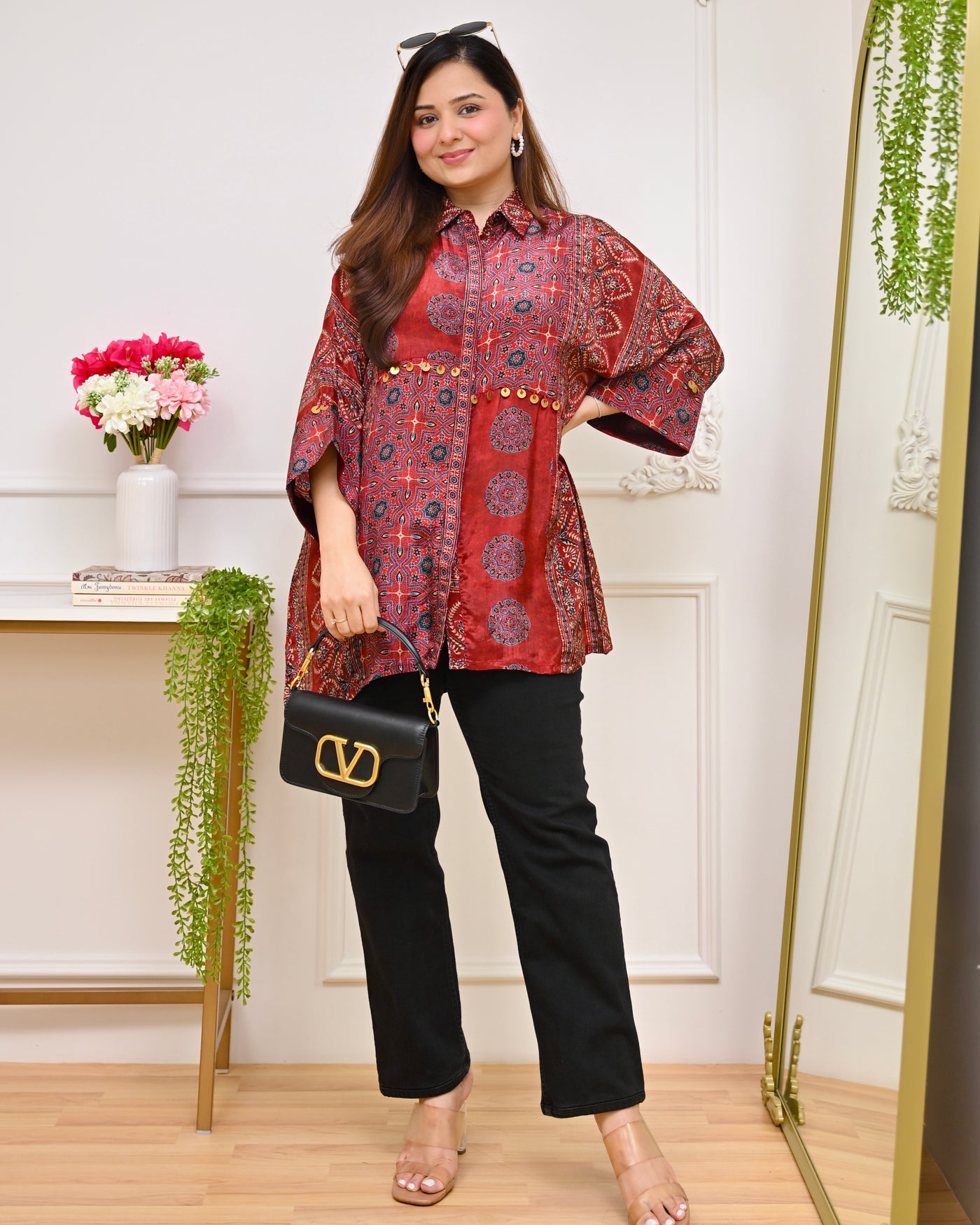 Mehroon Mosaic Muse Ajrakh Crepe Shirt