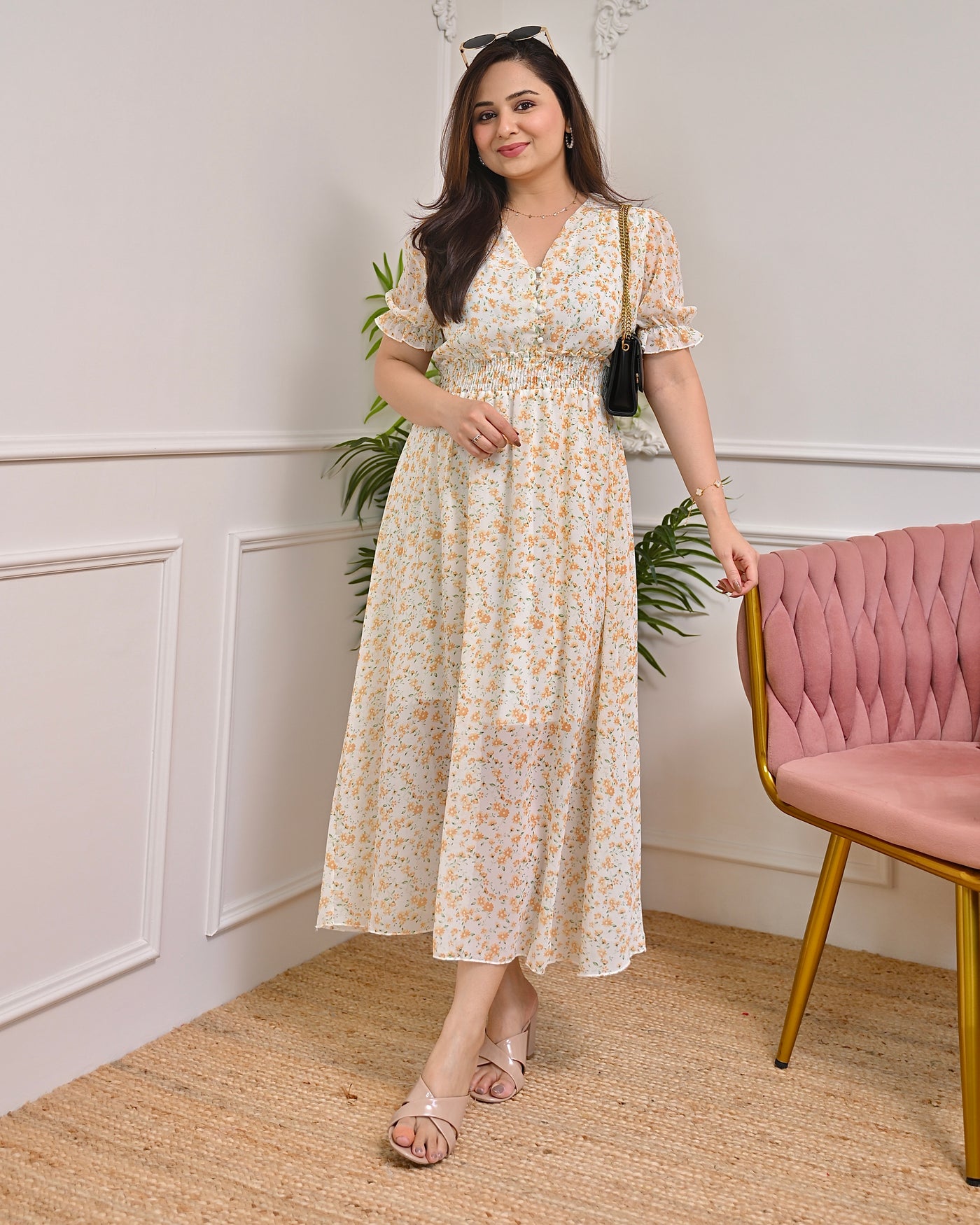 Sunlit Breeze Chiffon A Line Dress