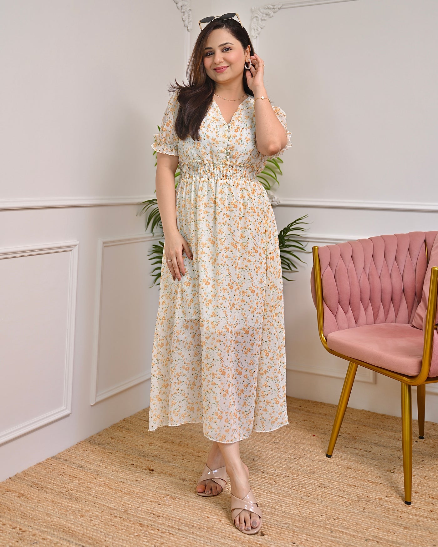 Sunlit Breeze Chiffon A Line Dress