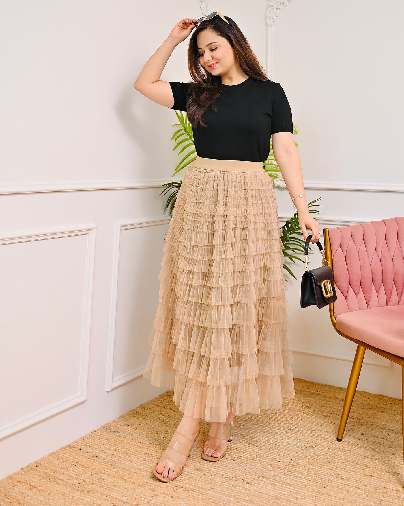 Champagne Cascade Ruffle Birthday Skirt