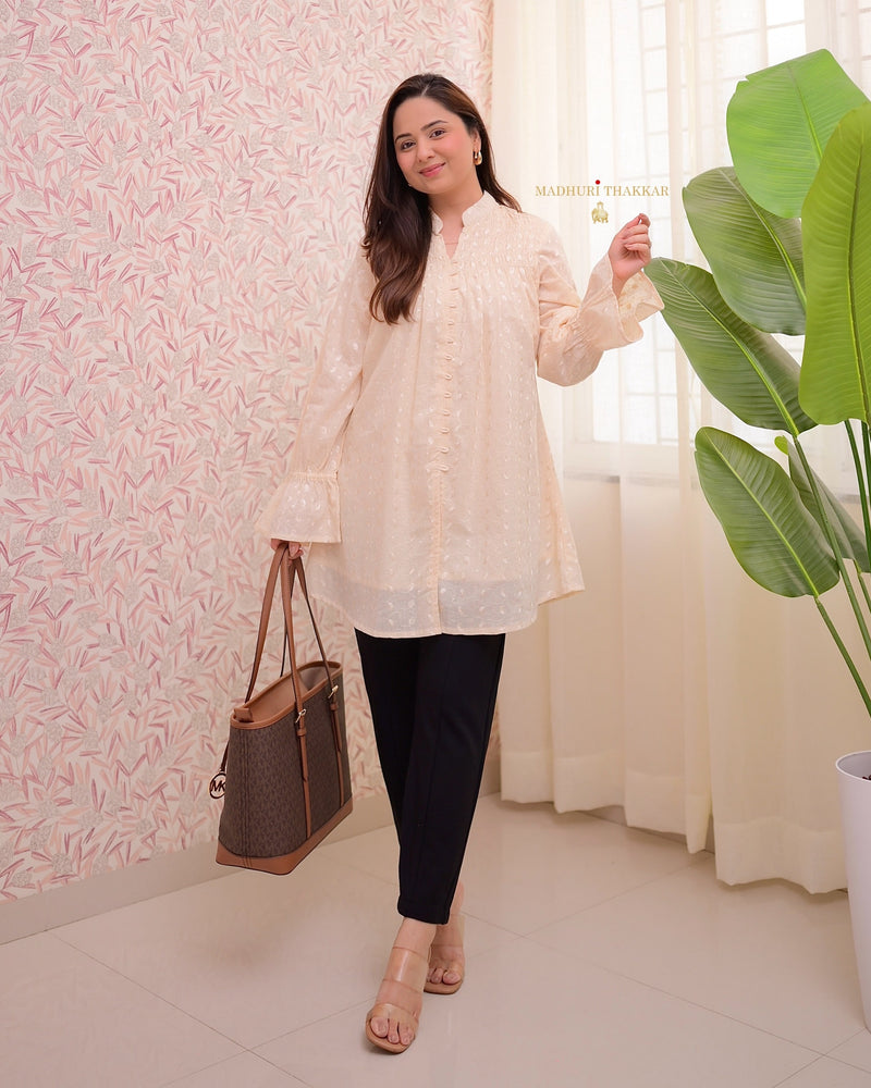 Ivory Schiffli Cotton A Line Tunic