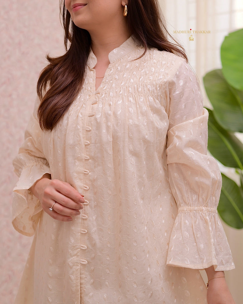 Ivory Schiffli Cotton A Line Tunic