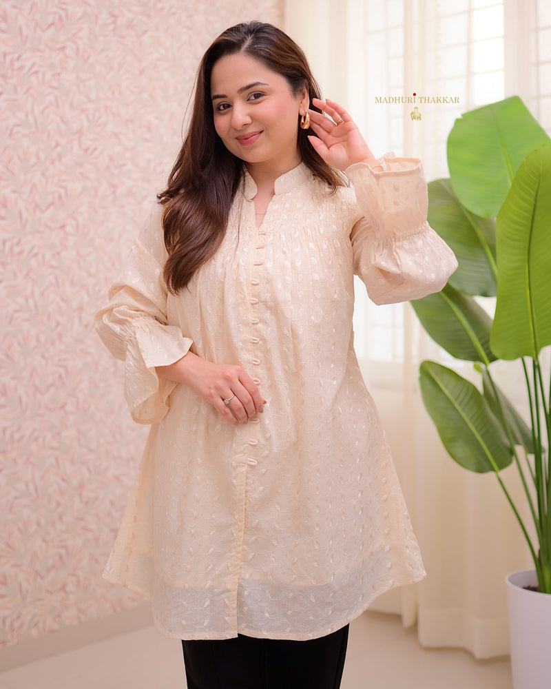 Ivory Schiffli Cotton A Line Tunic