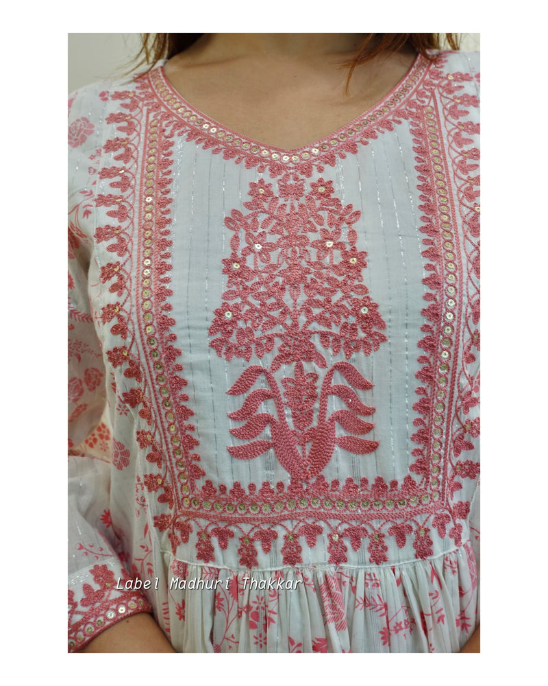 Pink Thread Embroidered Dress