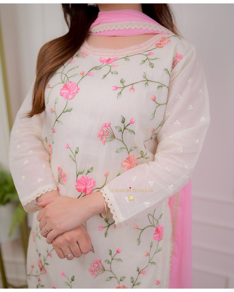 Ivory Threadwork Sharara Suit