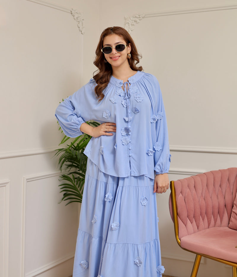 Bluebell Bloom Cotton Skirt Set