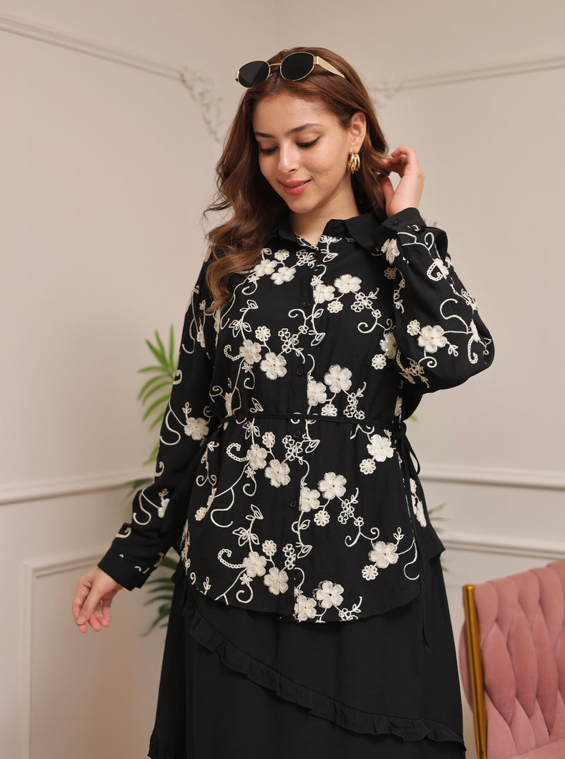 Black Sequin Glam Skirt Set