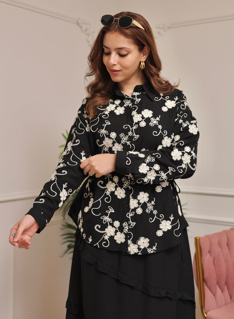 Black Sequin Glam Skirt Set