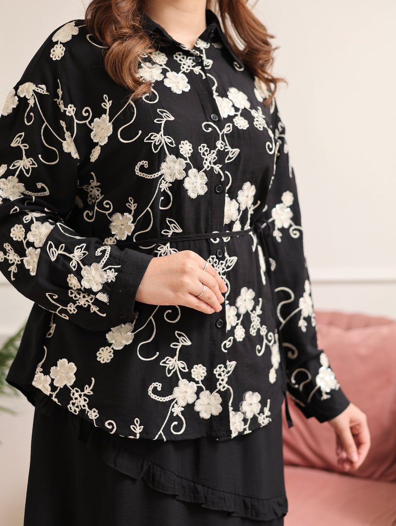 Black Sequin Glam Skirt Set