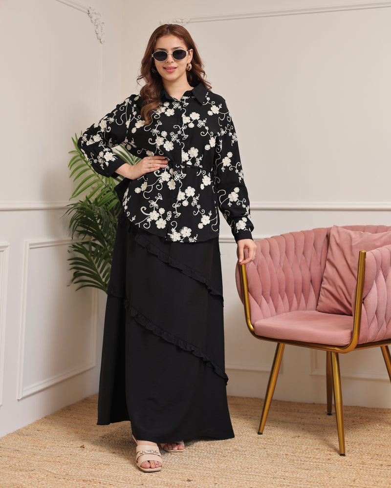 Black Sequin Glam Skirt Set