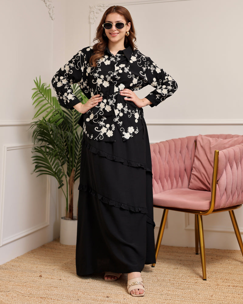 Black Sequin Glam Skirt Set