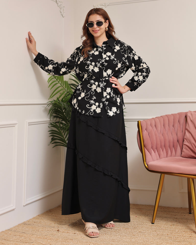 Black Sequin Glam Skirt Set