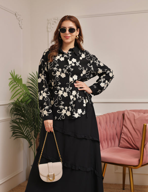 Black Sequin Glam Skirt Set