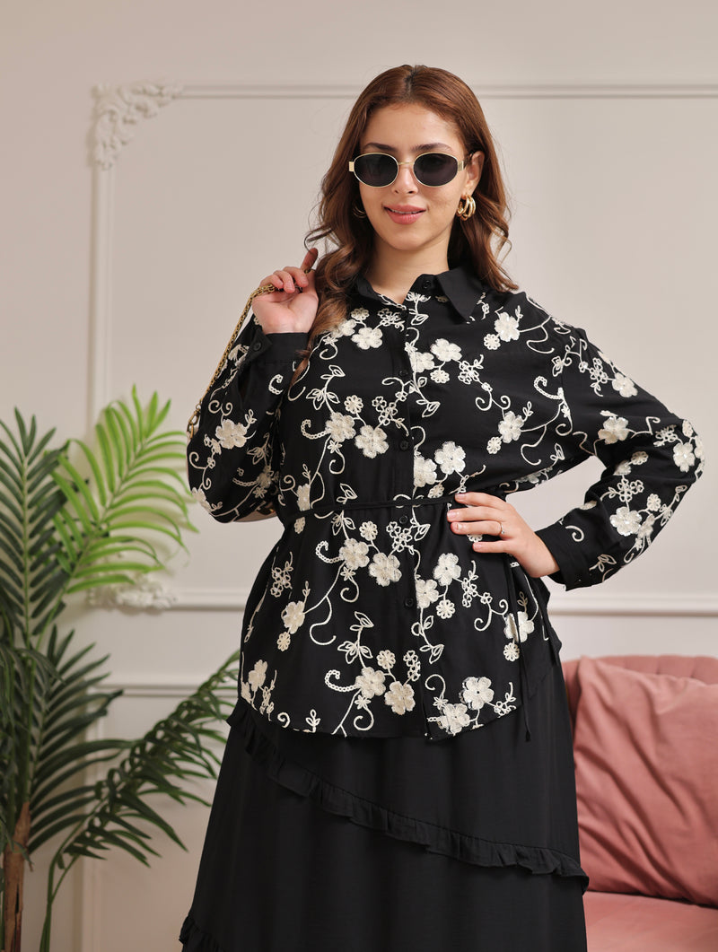 Black Sequin Glam Skirt Set