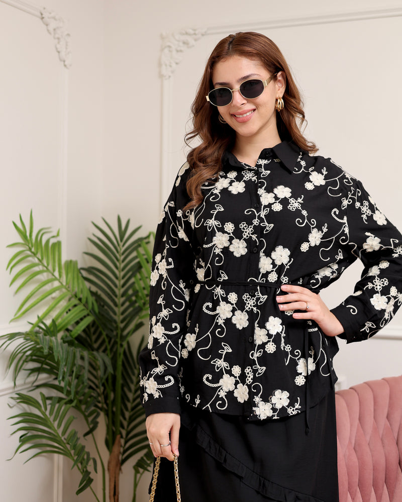 Black Sequin Glam Skirt Set