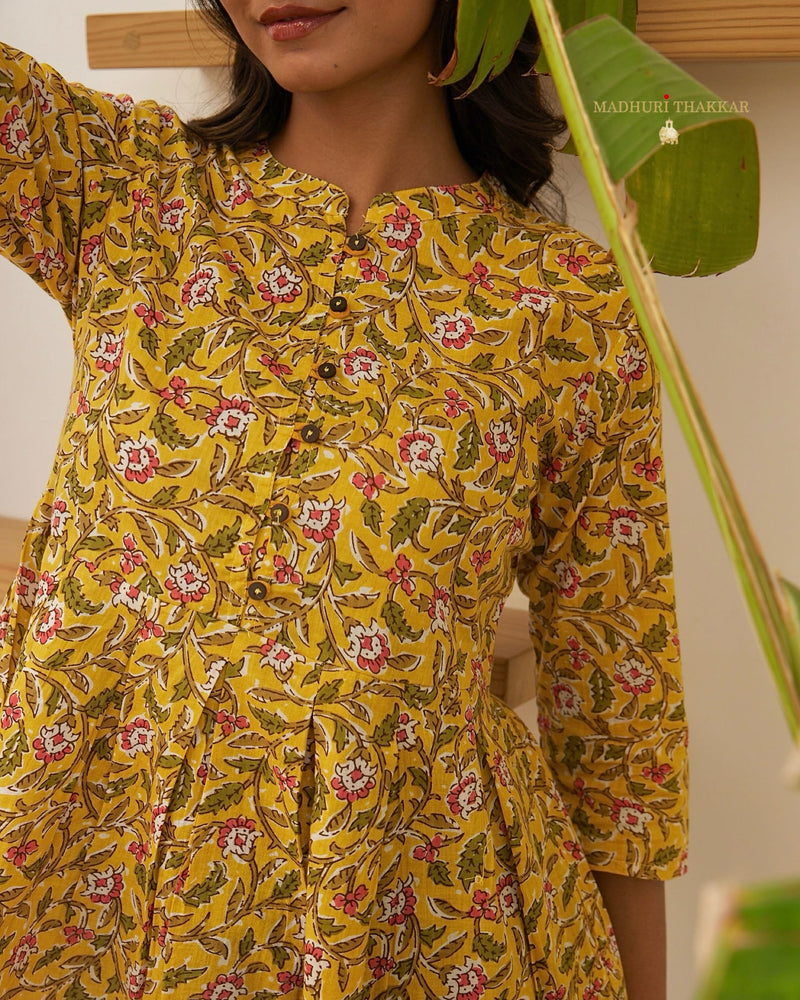 Yellow Floral Cotton Tunic