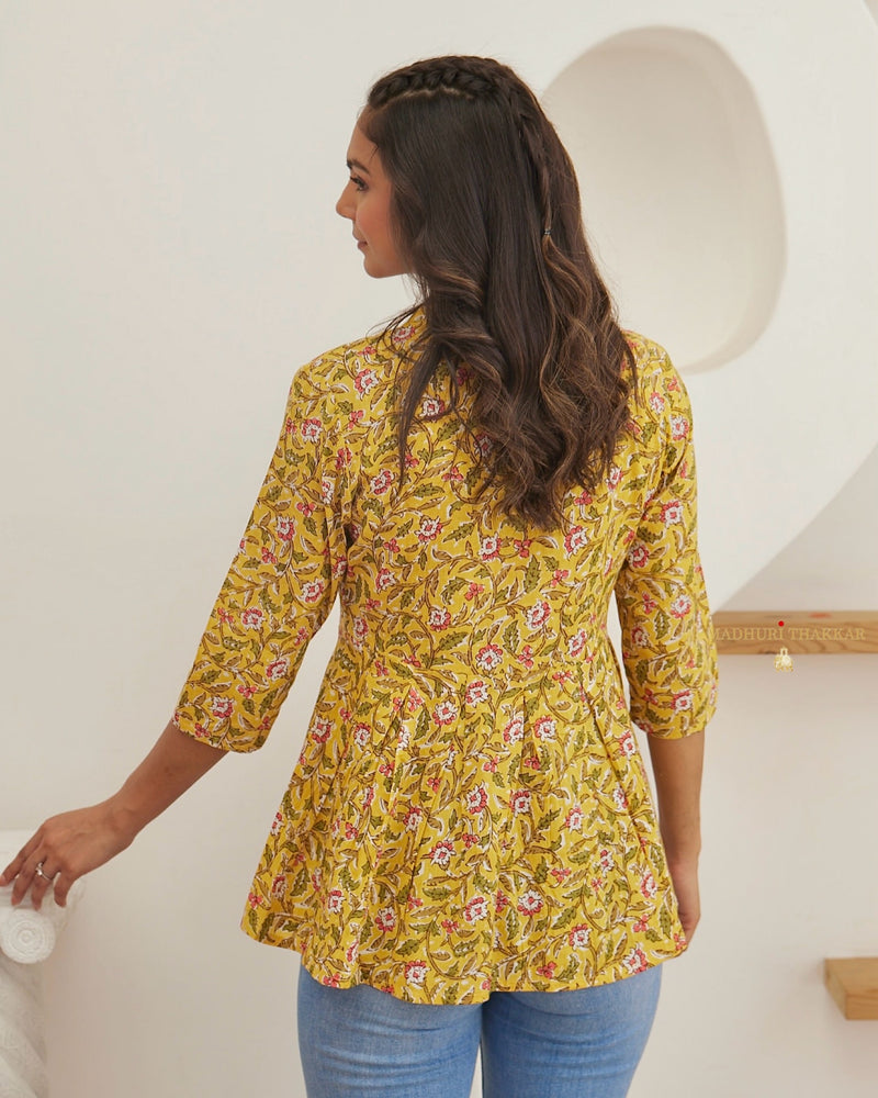 Yellow Floral Cotton Tunic
