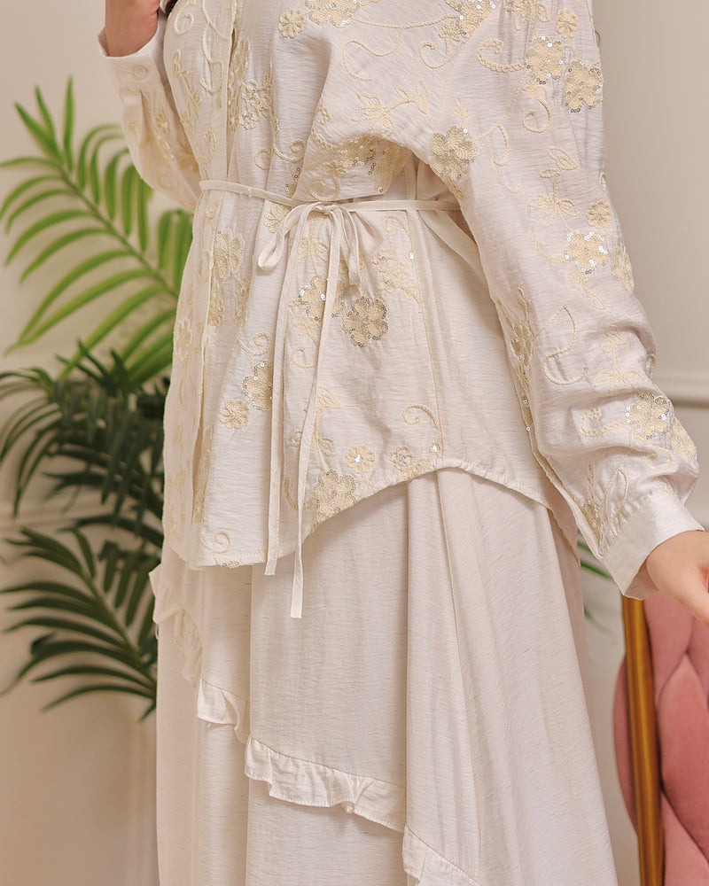 Pearl Ivory Sequin Glam Skirt Set