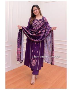 Purple Handwork Velvet Suit