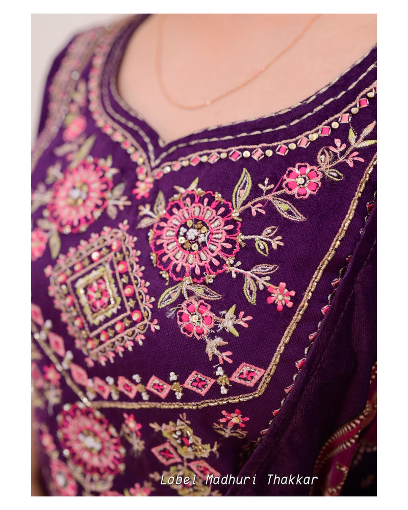 Purple Handwork Velvet Suit