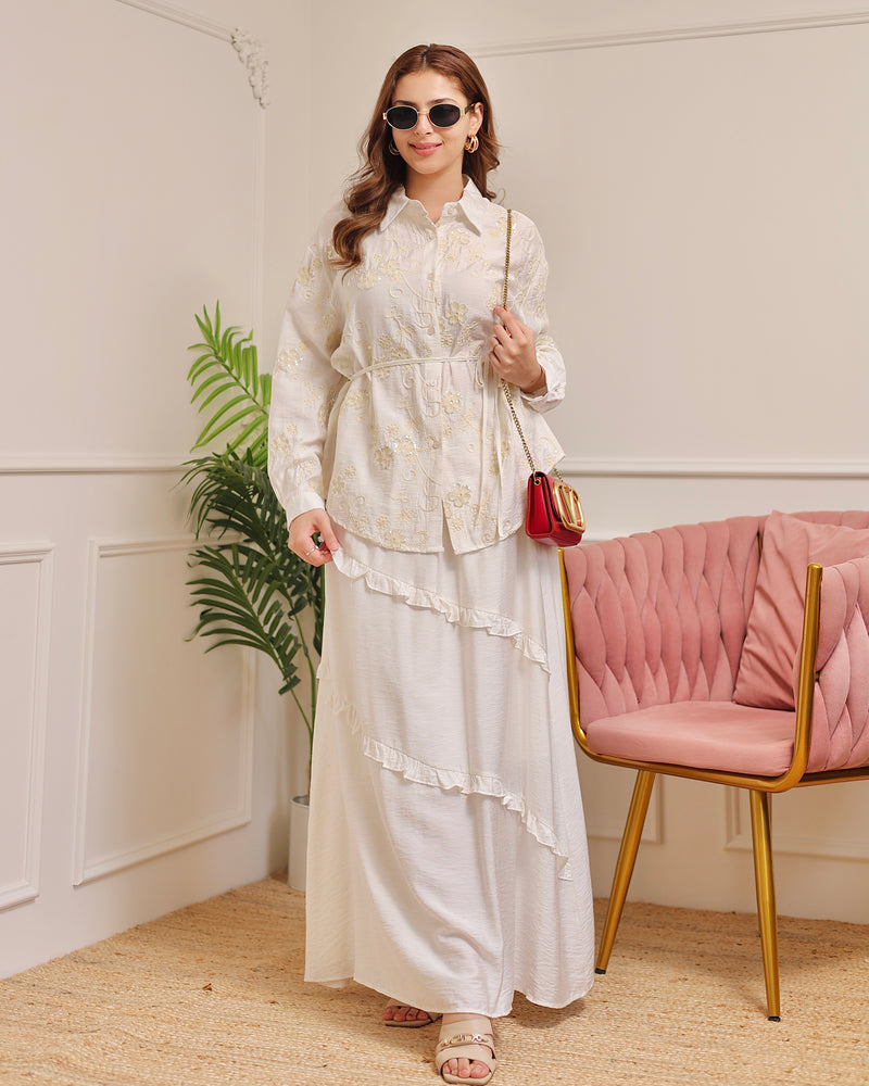 Pearl Ivory Sequin Glam Skirt Set