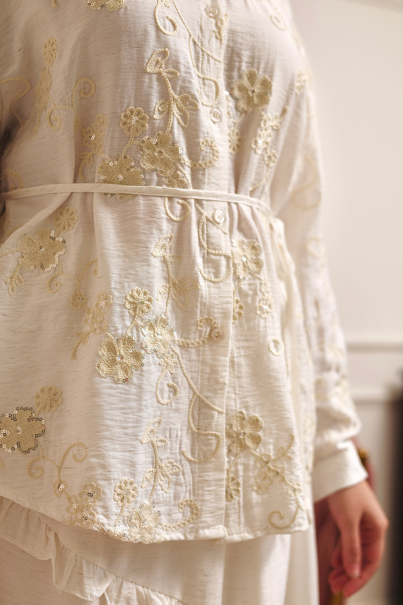 Pearl Ivory Sequin Glam Skirt Set