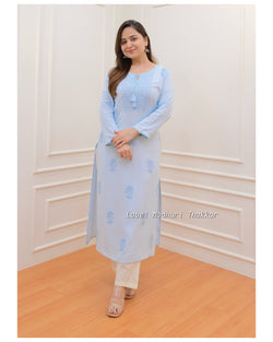 Powder Blue Chikankari Kurti