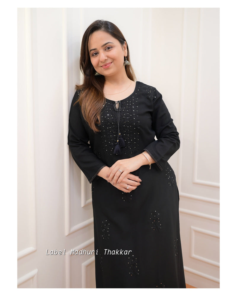 Black Chikankari Kurti