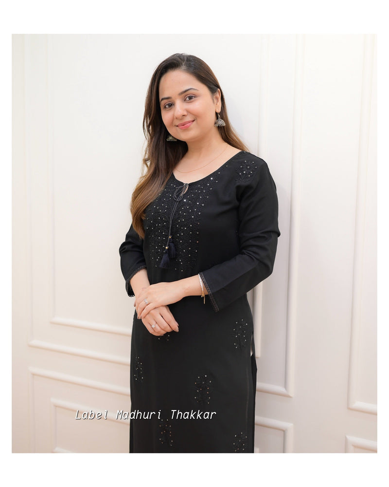 Black Chikankari Kurti