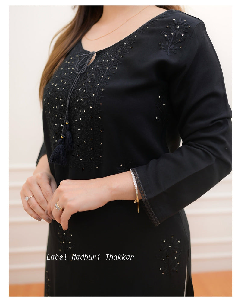 Black Chikankari Kurti