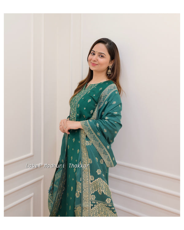 Green Handwork Pashmina Suit