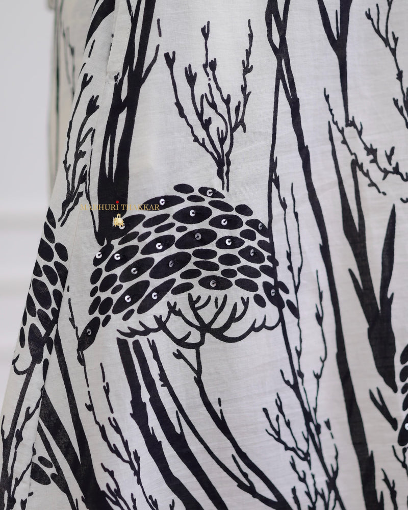 Ivory Black Aline Printed Sequin Cotton Co-ord