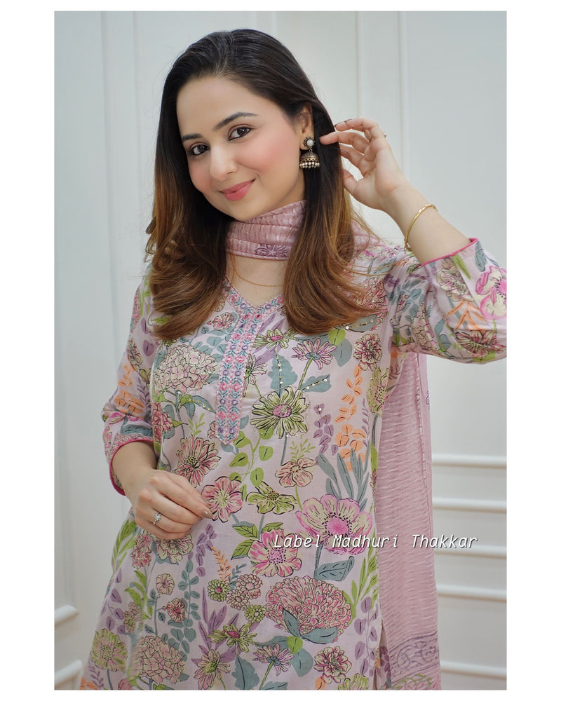 Lilac Floral Afghani Suit