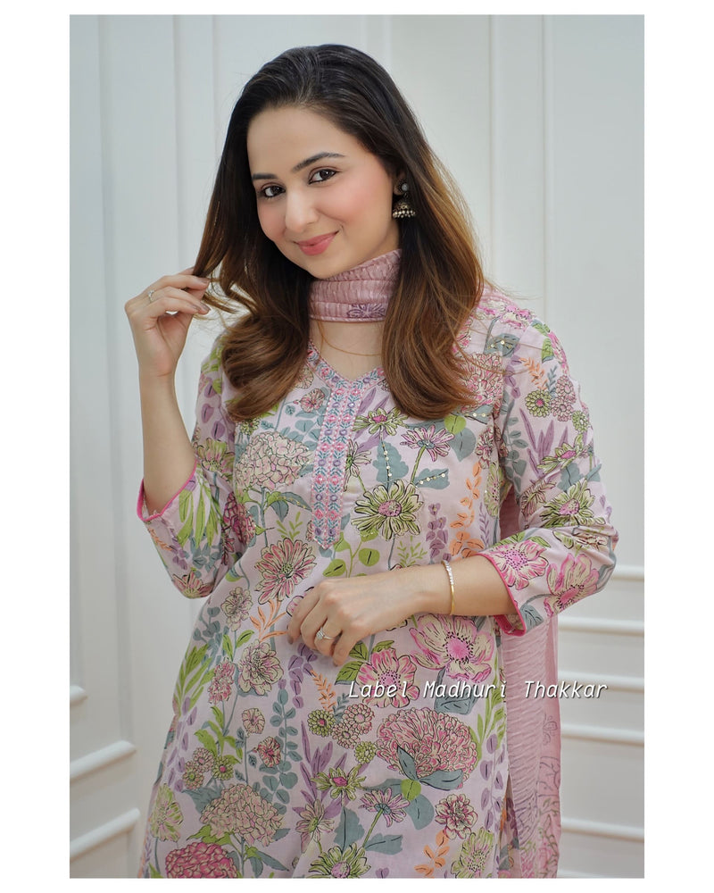 Lilac Floral Afghani Suit