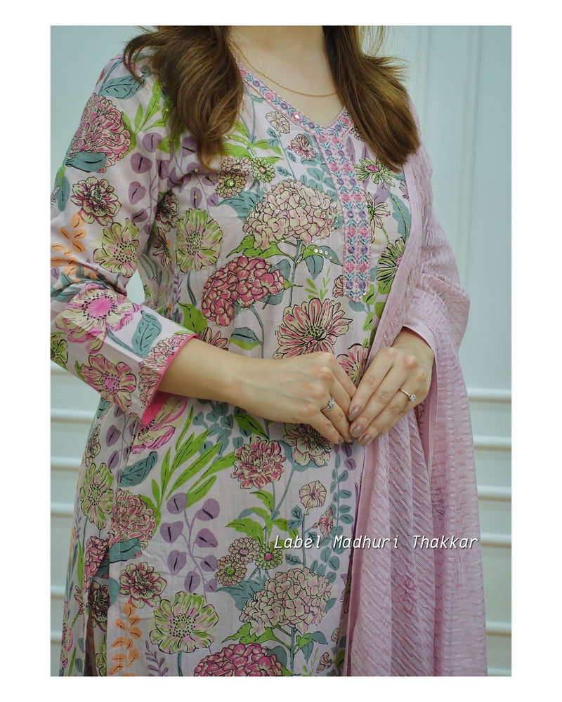Lilac Floral Afghani Suit